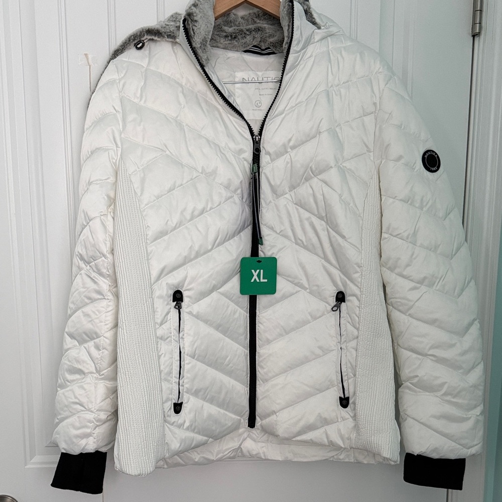 Nautica Women's White Quilted Jacket XL